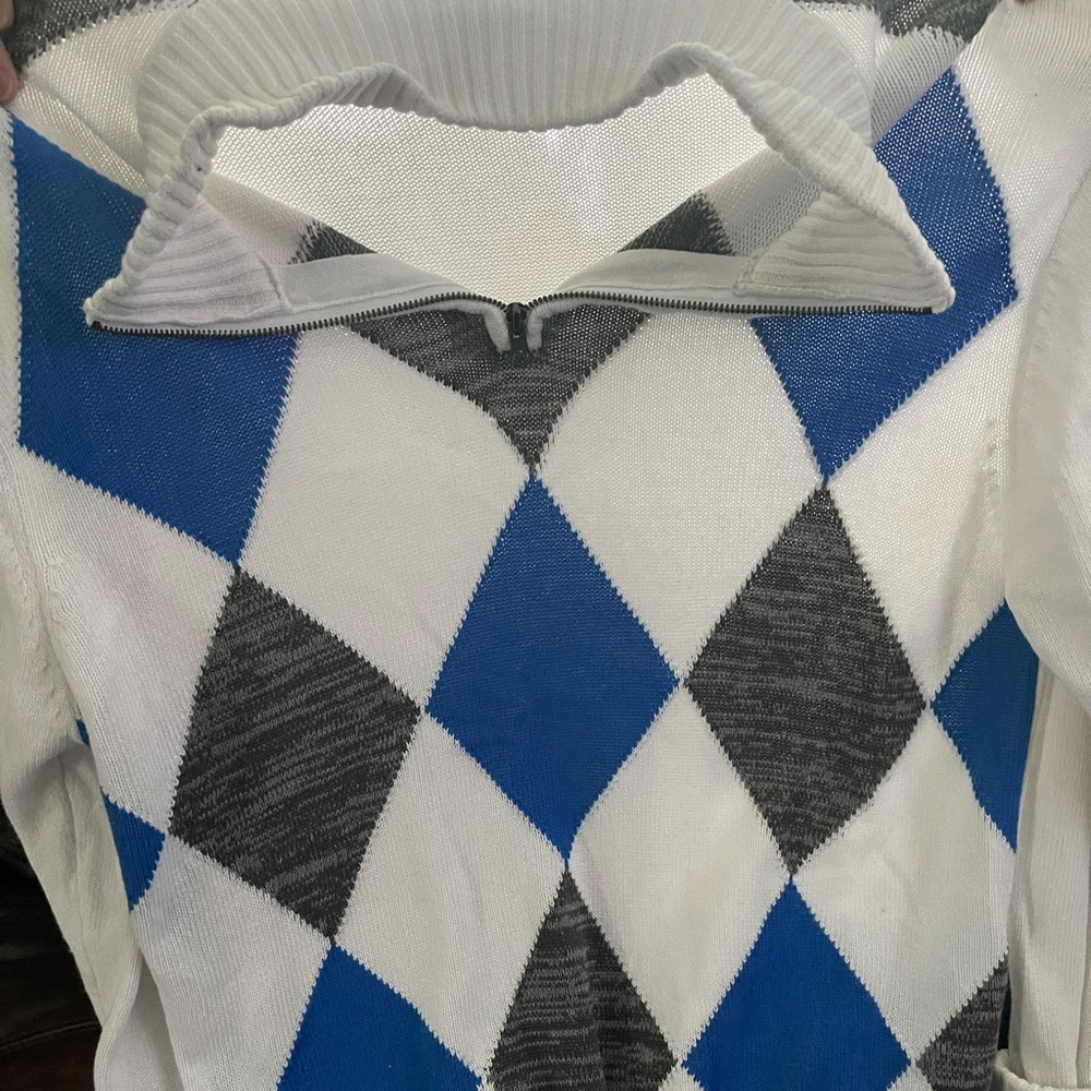 Argyle 1/3 long sleeve zip up